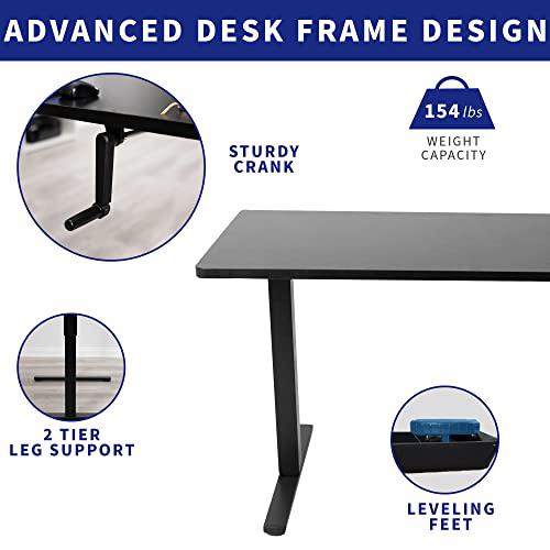 Manual Height Adjustable 60 x 24 inch Stand Up Desk, Light Wood. Picture 4