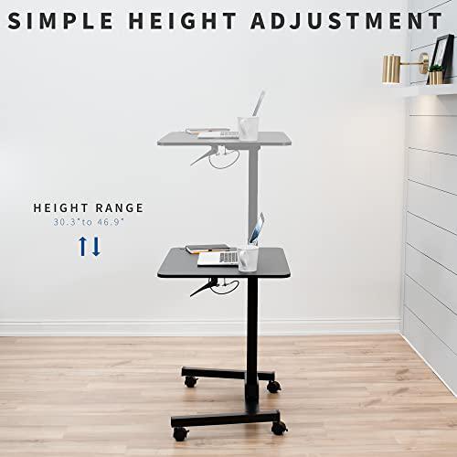 Mobile 32 inch Pneumatic Sit to Stand Laptop Desk, Rolling Presentation Cart. Picture 5
