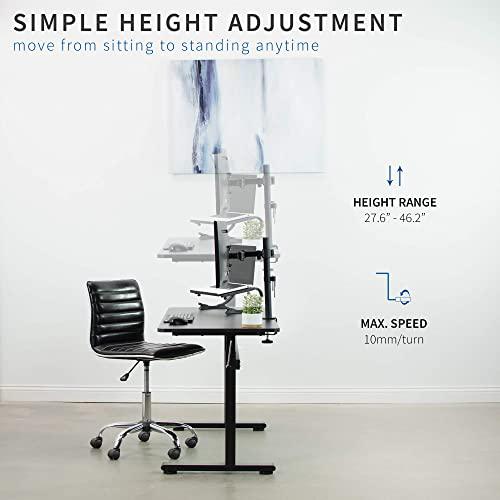 Height Adjustable 55 x 24 inch Standing Desk, Hand Crank Sit Stand Workstation. Picture 3