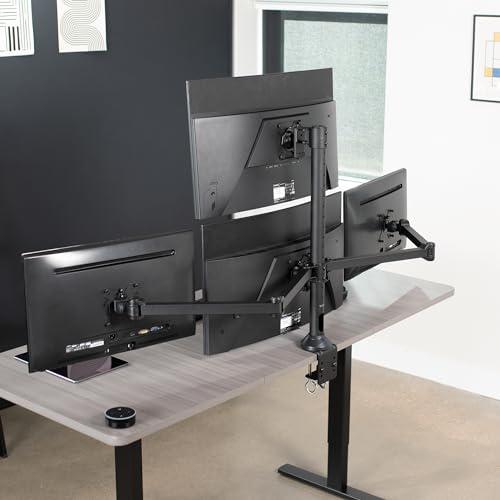 Steel Quad LED LCD Computer Monitor Heavy Duty Desk Mount, 3 Plus 1. Picture 9