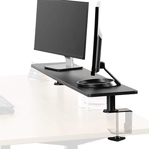 Black Clamp-on Extra Large 46 inch Ergonomic Desk Shelf, Multi Screen Computer. Picture 1