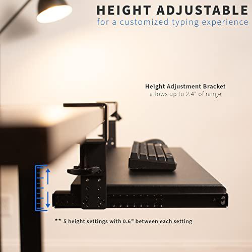 Large Height Adjustable Under Desk Keyboard Tray, C-clamp Mount System. Picture 2