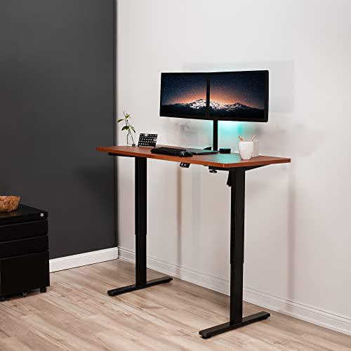 60-inch Electric Height Adjustable 60 x 24 inch Stand Up Desk, Dark Walnut. Picture 2