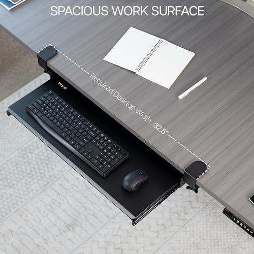 Large Keyboard Tray Under Desk Pull Out with Extra Sturdy C Clamp Mount System. Picture 4