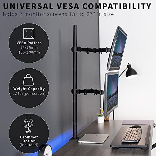 Extra Tall Vertically Stacked Dual Monitor Desk Mount Stand with 99 cm Pole. Picture 3