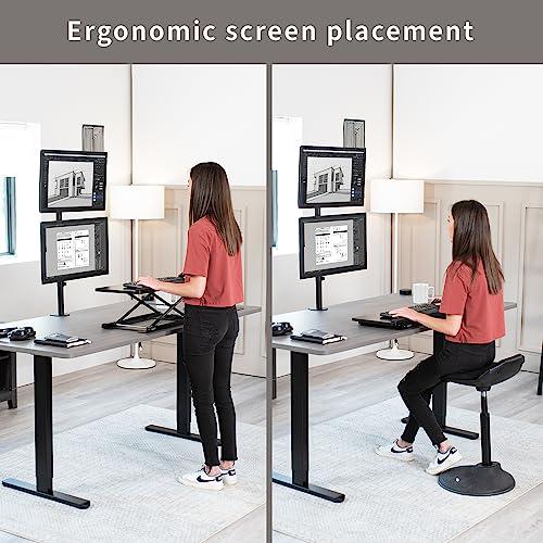Dual LCD Monitor Desk Mount Stand Heavy Duty Stacked, Holds Vertical 2 Screens. Picture 9
