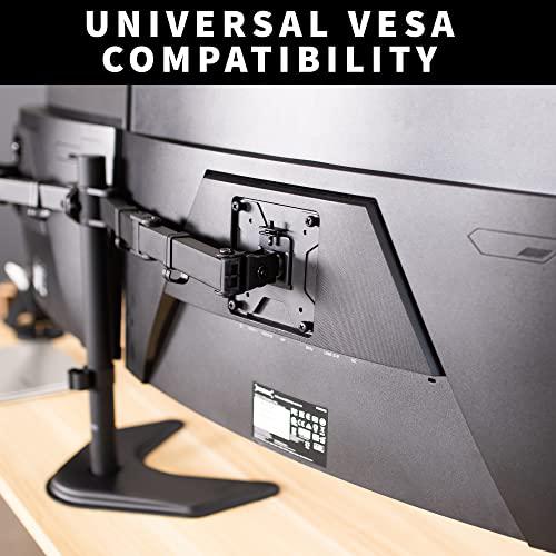 Full Motion Dual Monitor Free-Standing Desk Stand VESA Mount, Double Joints. Picture 6