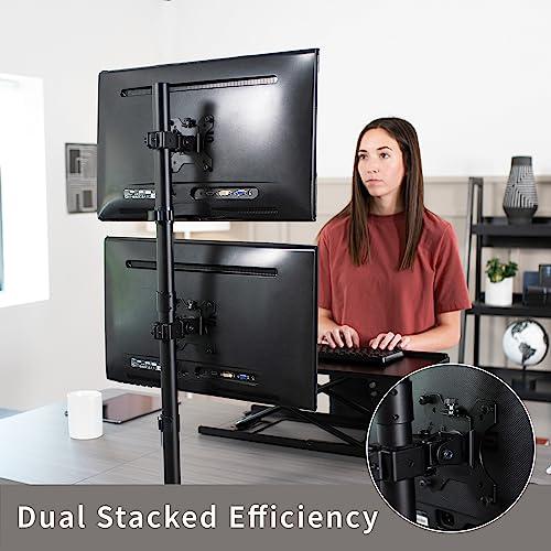 Dual LCD Monitor Desk Mount Stand Heavy Duty Stacked, Holds Vertical 2 Screens. Picture 5