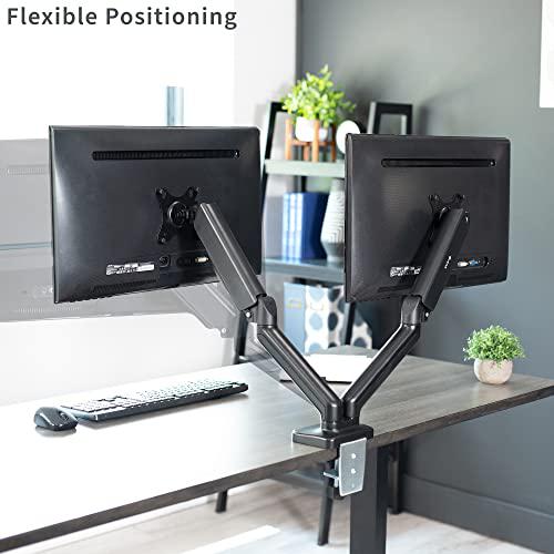 Dual Arm Monitor Desk Mount Height Adjustable, Tilt, Swivel, Counterbalance. Picture 4