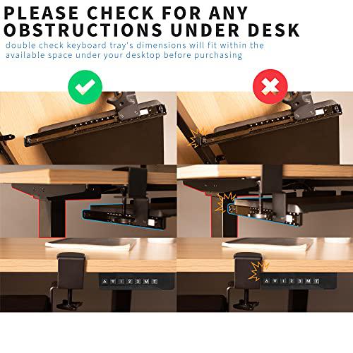 Large Height Adjustable Under Desk Keyboard Tray, C-clamp Mount System. Picture 8