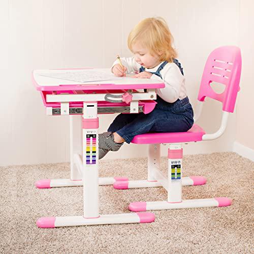 Pink Height Adjustable Children's Desk and Chair Set. Picture 4