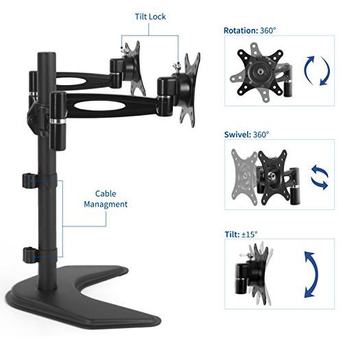 Dual LCD Monitor Free Standing Desk Mount, Heavy Duty Fully Adjustable Stand. Picture 3