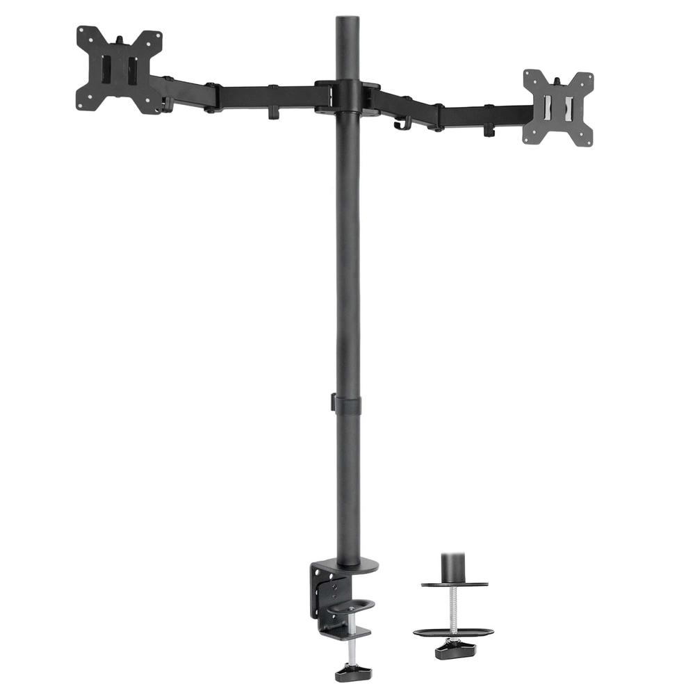 Dual Monitor Stand Up Desk Mount Extra Tall 39 inch Pole, Fully Adjustable Stand. Picture 1