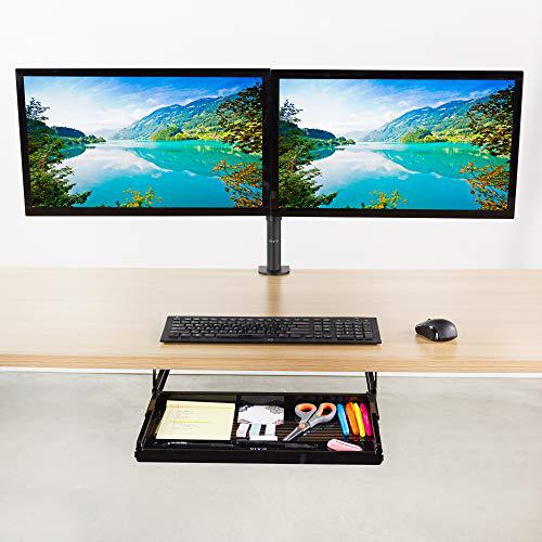 Black 17 inch Mounted Sliding Under Desk Slim Pull-out Pencil Drawer. Picture 8