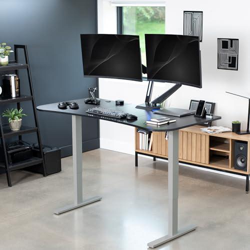 Electric Height Adjustable 63 x 32 inch Stand Up Desk, Black Carbon Fiber. Picture 2
