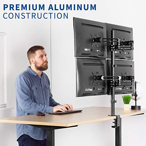 Full Motion Aluminum 17 to 32 inch Quad Monitor Desk Mount Stand. Picture 3