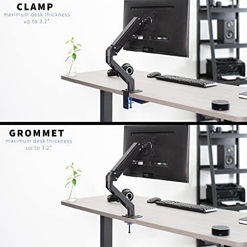 Articulating Single 17 to 27 inch Pneumatic Spring Arm Clamp-on Desk Mount Stand. Picture 6