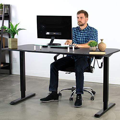 Electric Height Adjustable 63 x 32 inch Memory Stand Up Desk, Black Table Top. Picture 8