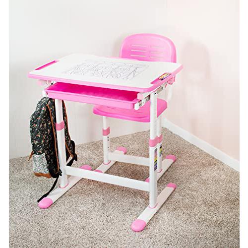 Pink Height Adjustable Children's Desk and Chair Set. Picture 8