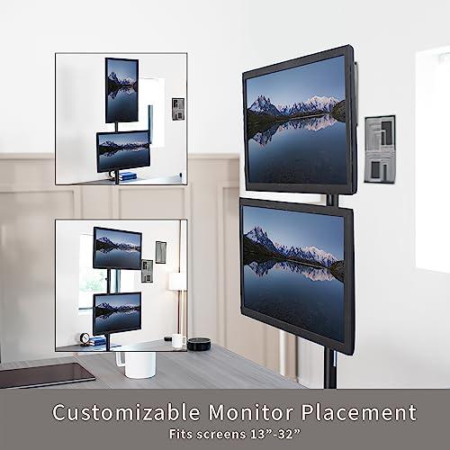 Dual LCD Monitor Desk Mount Stand Heavy Duty Stacked, Holds Vertical 2 Screens. Picture 4