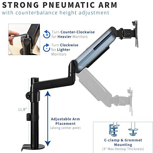 Single Monitor Arm Mount for 17 to 32 inch Screens - Pneumatic Height Adjustment. Picture 4
