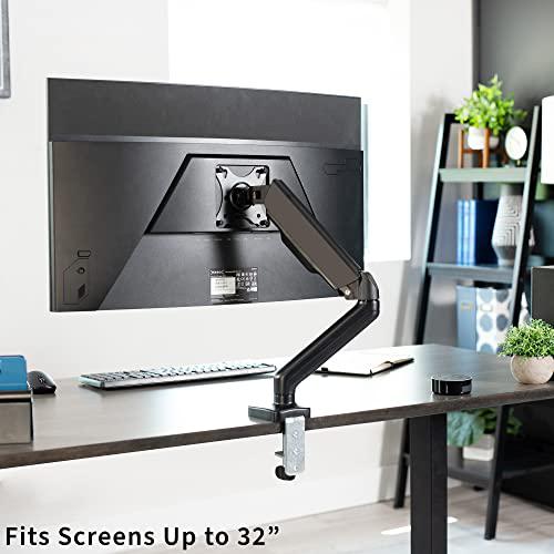 Single Monitor Height Adjustable Counterbalance Pneumatic Arm Desk Mount Stand. Picture 2
