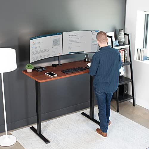 Electric Height Adjustable 60 x 24 inch Memory Stand Up Desk, Dark Walnut. Picture 7