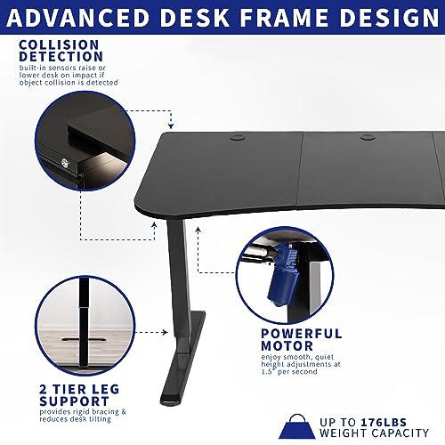 Electric Height Adjustable 63 x 32 inch Memory Stand Up Desk, Black Table Top. Picture 6