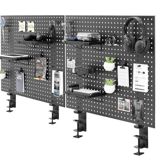 Steel Clamp-on Desk Pegboard, 60 x 24 inch Privacy Panel, Magnetic Peg Board. Picture 1