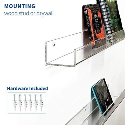 Dual Acrylic 24 inch Floating Bookshelves for Wall Display. Picture 6