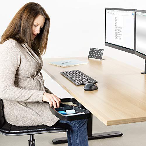 Black Adjustable Under Desk Mounted Pencil Drawer with Mouse Platform. Picture 6