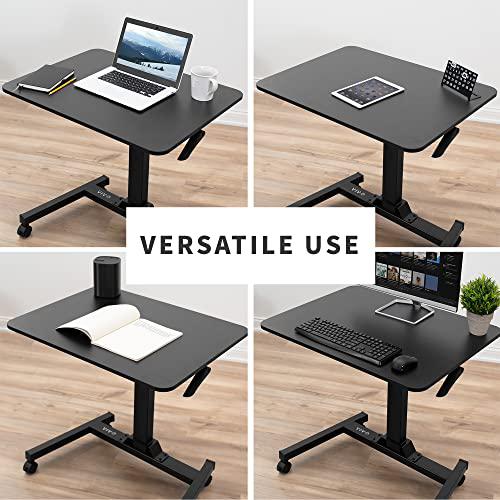 Mobile 32 inch Pneumatic Sit to Stand Laptop Desk, Rolling Presentation Cart. Picture 7