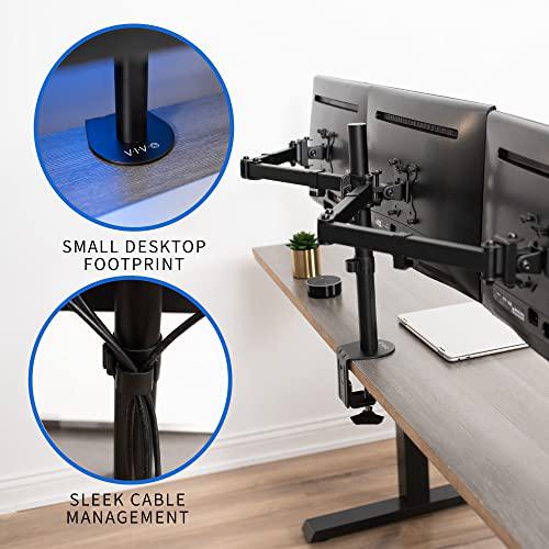 Triple Monitor Adjustable Desk Mount, Articulating Tri Stand, Holds 3 Screens. Picture 4