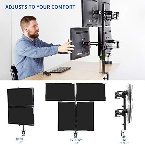 Full Motion Aluminum 17 to 32 inch Quad Monitor Desk Mount Stand. Picture 6