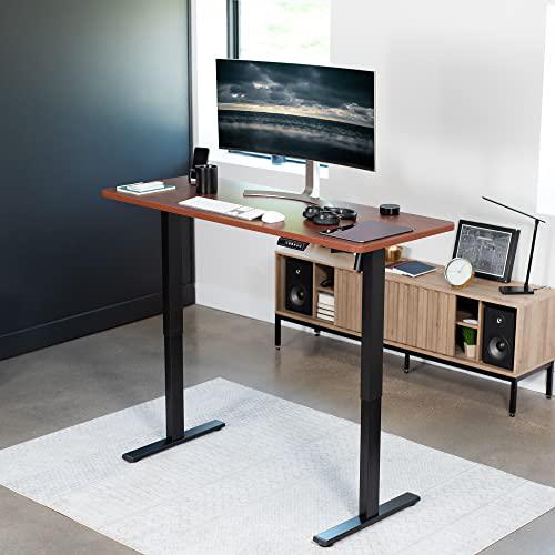 Electric Height Adjustable 60 x 24 inch Memory Stand Up Desk, Dark Walnut. Picture 9