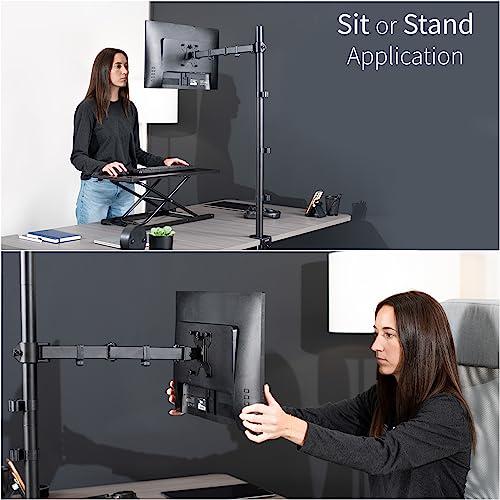 Extra Tall Single Monitor Desk Mount Stand 39 inch Pole. Picture 6