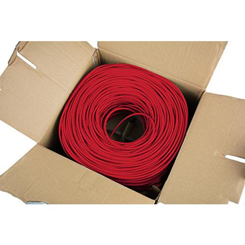 Red 1,000ft Bulk Cat5e, CCA Ethernet Cable, 24 AWG, UTP Pull Box, Cat-5e Wire. Picture 2