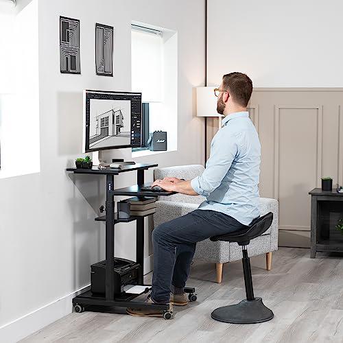 Mobile Height Adjustable Table Stand Up Desk with Storage. Picture 7