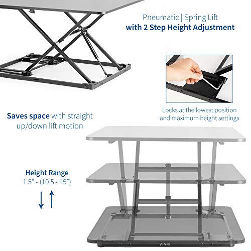 Black Ultra-Slim Single Top Height Adjustable 31 inch Standing Desk Converter. Picture 3