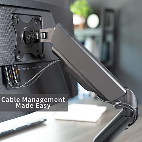 Single Monitor Height Adjustable Counterbalance Pneumatic Arm Desk Mount Stand. Picture 7
