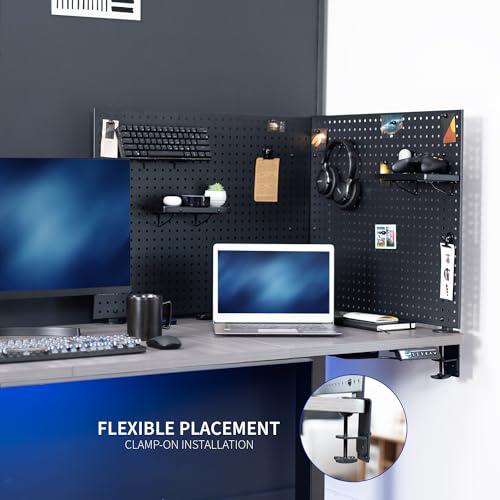Steel Clamp-on Desk Pegboard, 60 x 24 inch Privacy Panel, Magnetic Peg Board. Picture 8