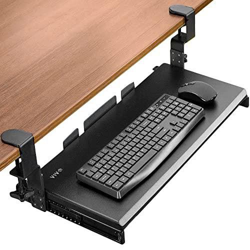 Large Height Adjustable Under Desk Keyboard Tray, C-clamp Mount System. Picture 1