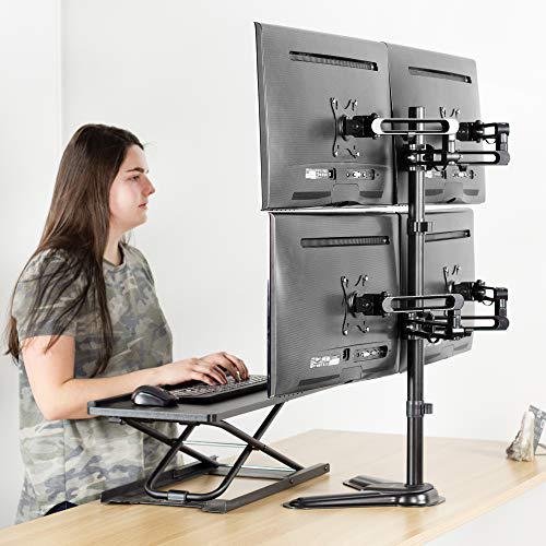 Quad Freestanding Full Motion Aluminum VESA Computer Monitor Mount Desk Stand. Picture 8