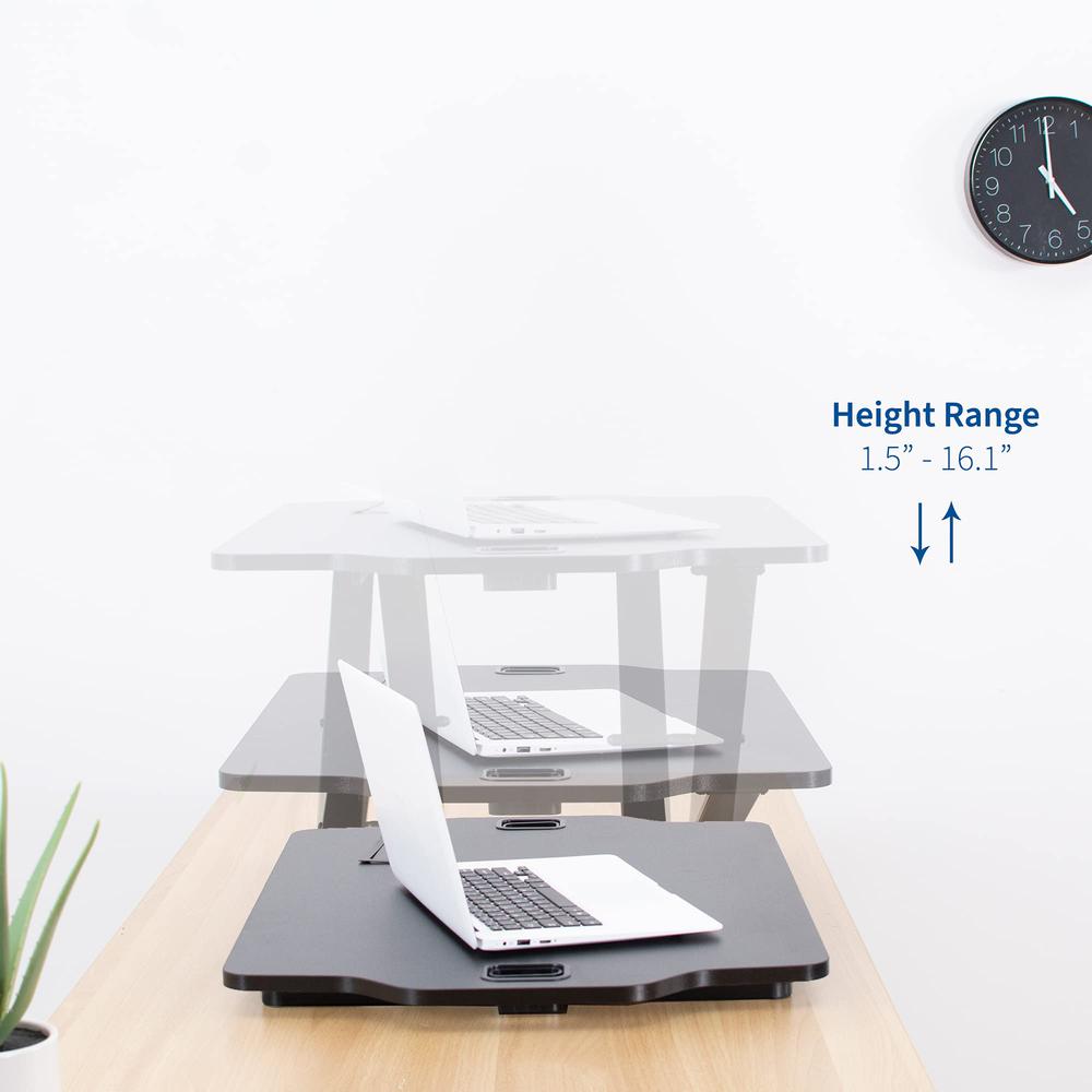 Single Top Height Adjustable 27 inch Standing Desk Converter. Picture 3