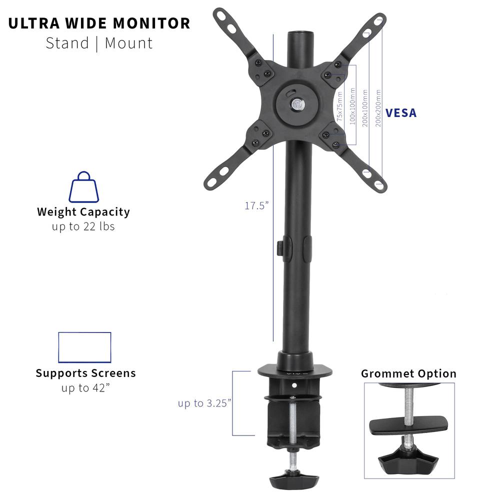 Ultra Wide Screen TV and Monitor Desk Mount, Adjustable Height. Picture 2
