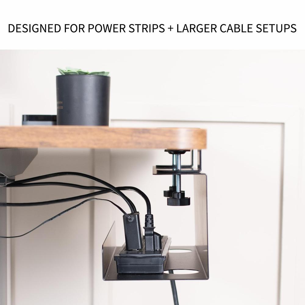 Steel 17 inch Clamp-on Power Strip Tray System for Desk. Picture 4