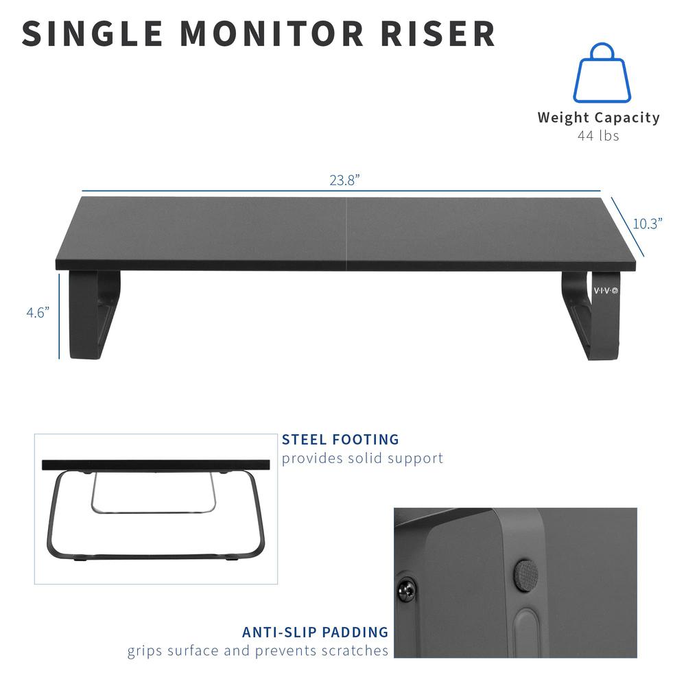 24 inch Monitor Stand, Wood & Steel Desktop Riser, Screen, Keyboard. Picture 3