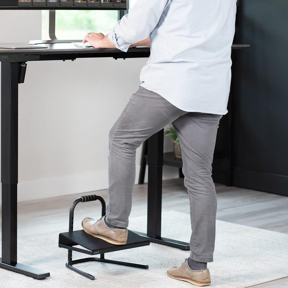 Black Ergonomic Height Adjustable Standing Foot Rest Relief Platform. Picture 2
