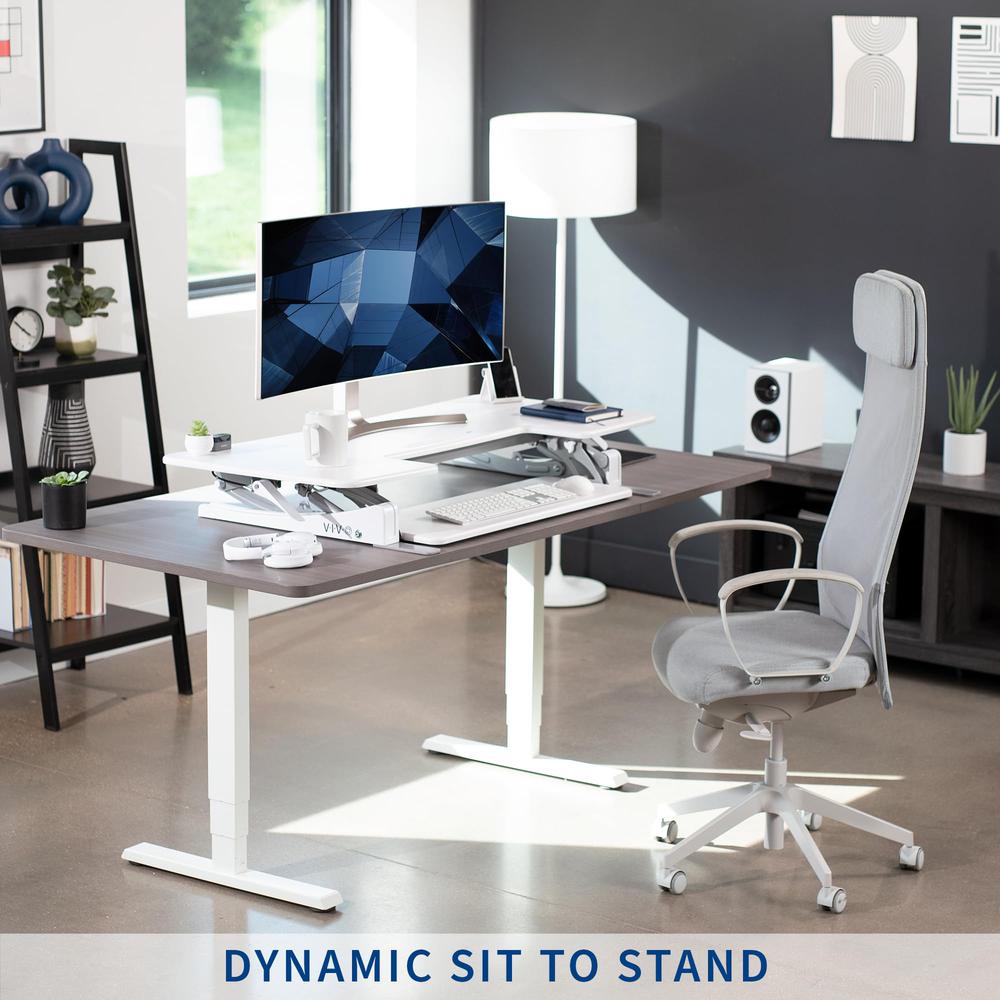 48 inch Height Adjustable Large Stand Up Desk Converter, V Series. Picture 4