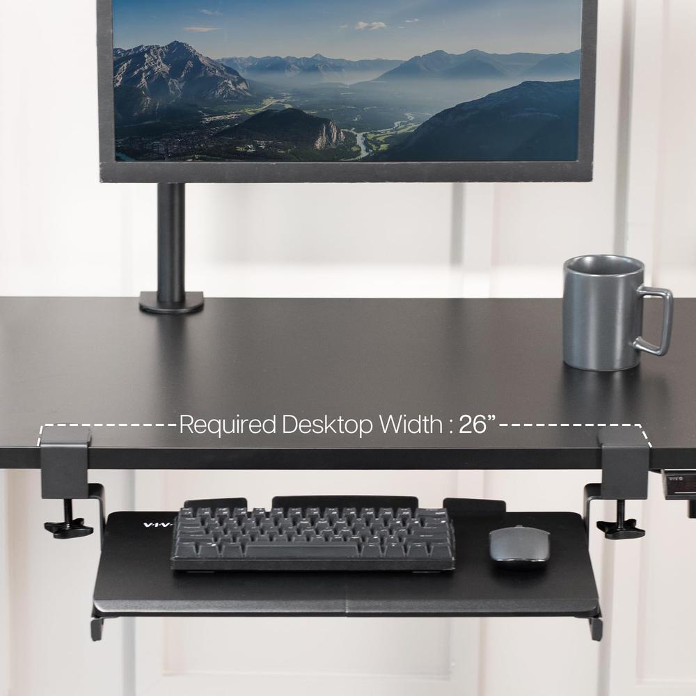 Small Keyboard Tray, Under Desk Pull Out with Extra Sturdy C Clamp Mount System. Picture 4
